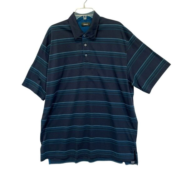 Ashworth EZ Tech Hi Def Men's 3-Button Striped Golf Polo Shirt Size XXL in Black - Picture 1 of 14